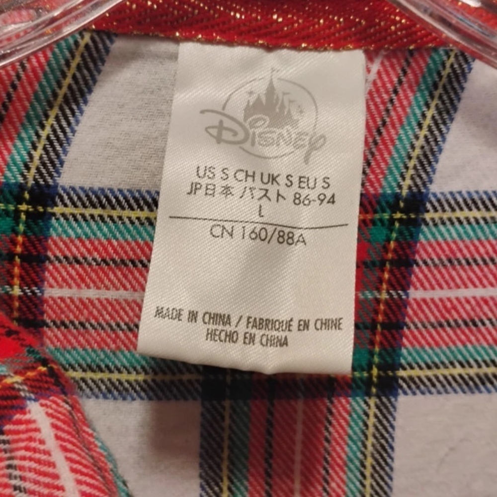 Disney Minnie Mouse Red Plaid Flannel Sleep Shirt Size S - Picture 5 of 6